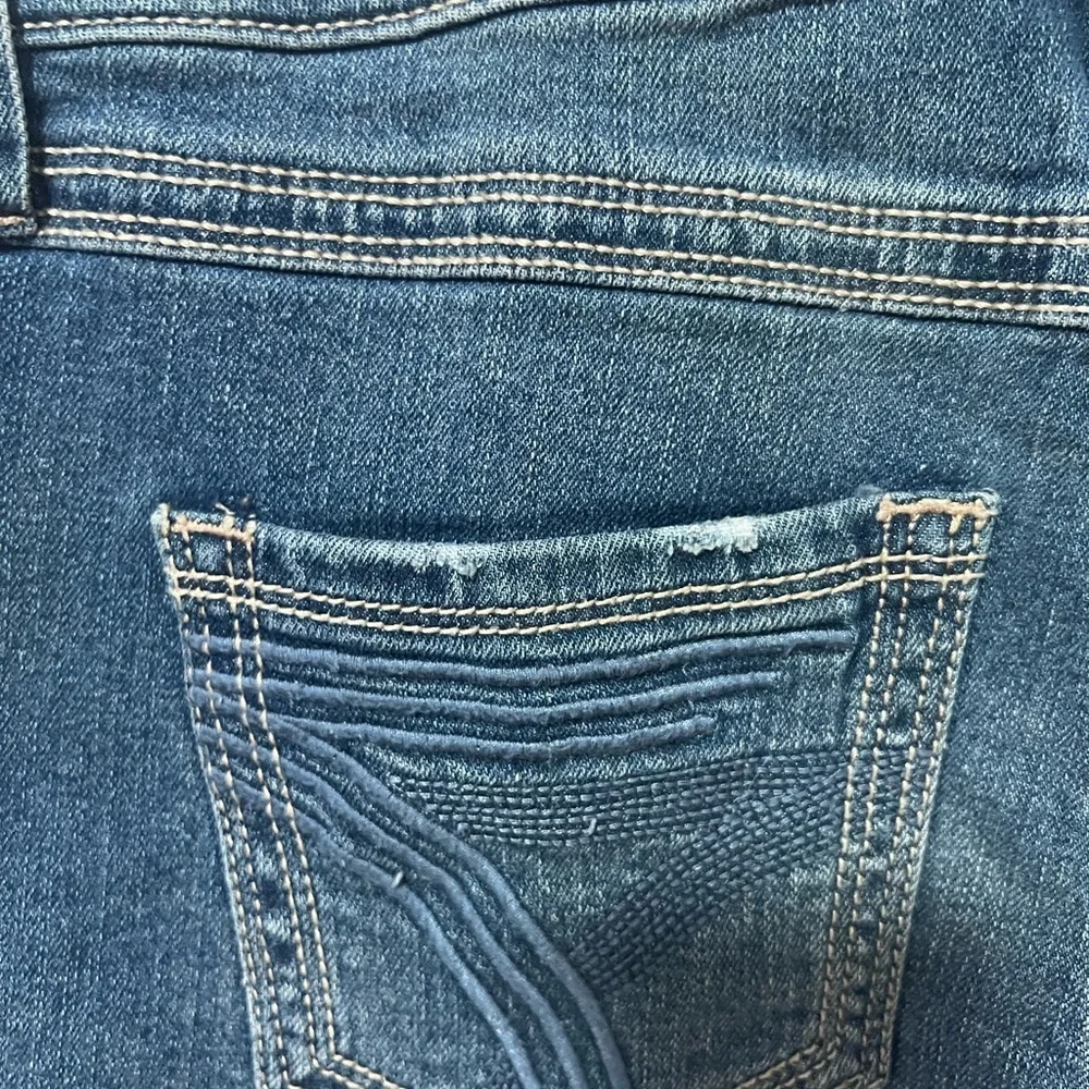 7 For All Mankind Blue Distressed mid rise stretch Jean Shorts 4‎